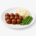 Honey Garlic Meatballs with Mashed Potatoes and Green Beans